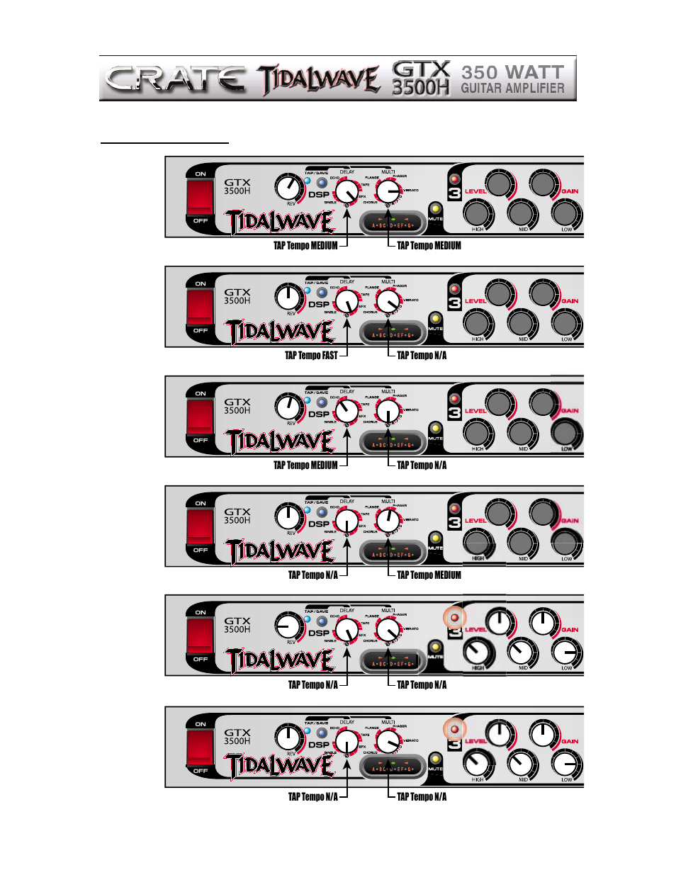 12 suggested settings | Crate Amplifiers GTX3500H User Manual | Page 12 / 16