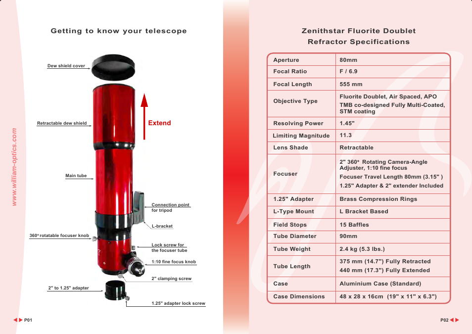 William Optics Zenithtar 80 FD User Manual | Page 3 / 12