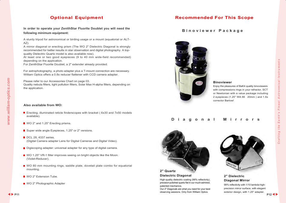Recommended for this scope, Optional equipment | William Optics Zenithtar 80 FD User Manual | Page 8 / 12