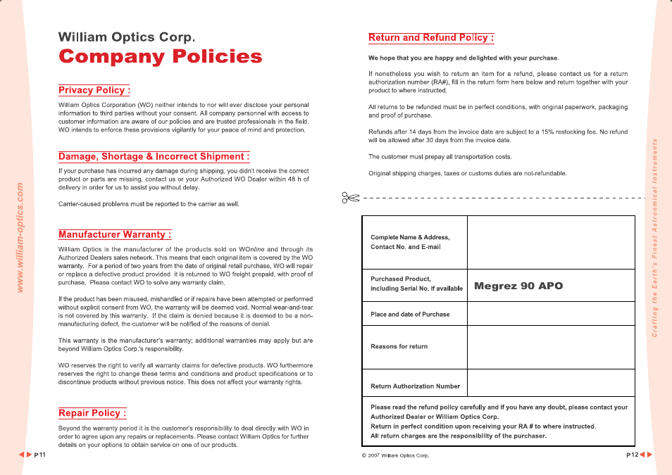 Megrez 90 apo | William Optics Megrez 90 APO User Manual | Page 8 / 8