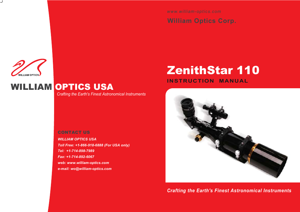 William Optics Zenithtar 110 User Manual | 9 pages