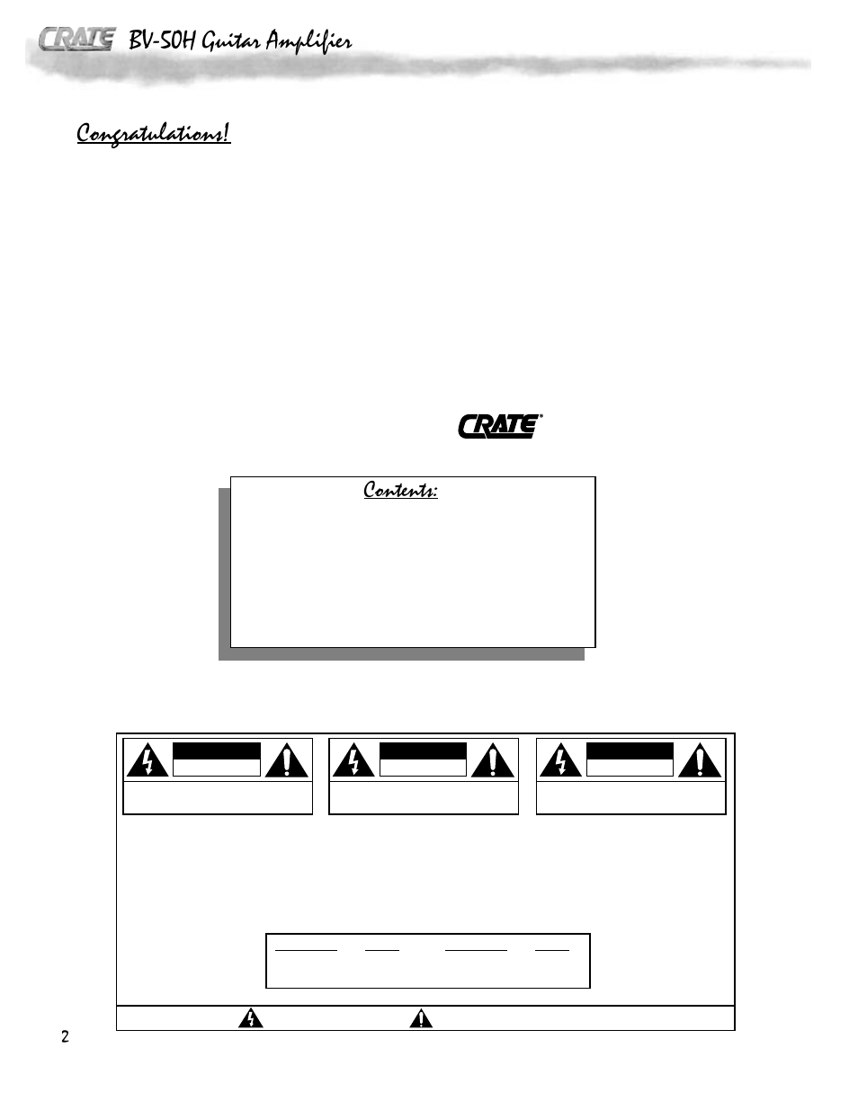 Crate Amplifiers BV-50H User Manual | Page 2 / 8