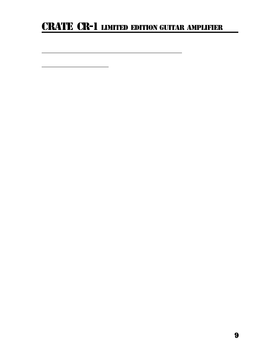 Crate cr-1, Limited edition guitar amplifier | Crate Amplifiers CR-1 User Manual | Page 9 / 12
