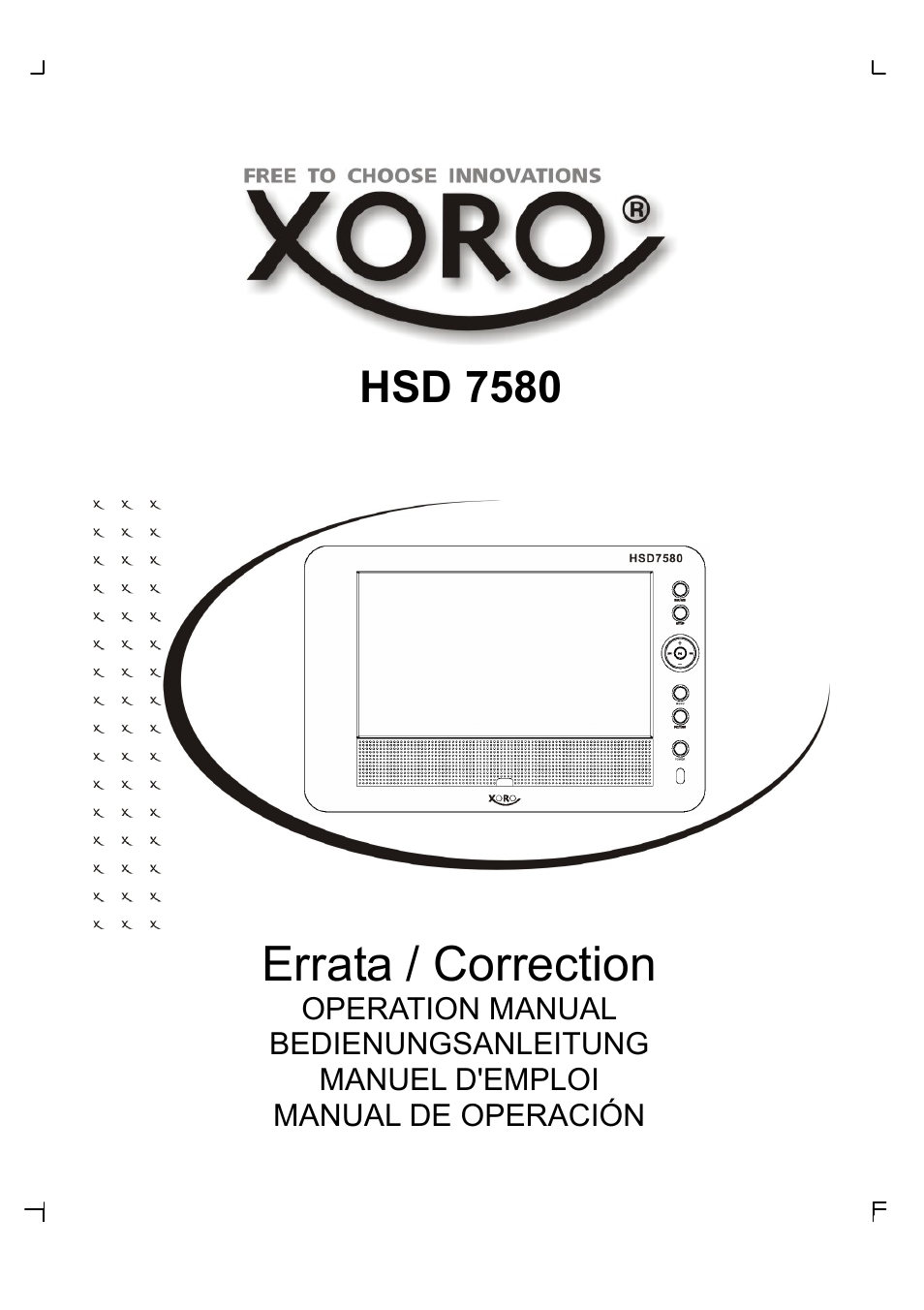 Xoro HSD 7580 Ergänzung zu Bedienungsanleitung User Manual | 6 pages