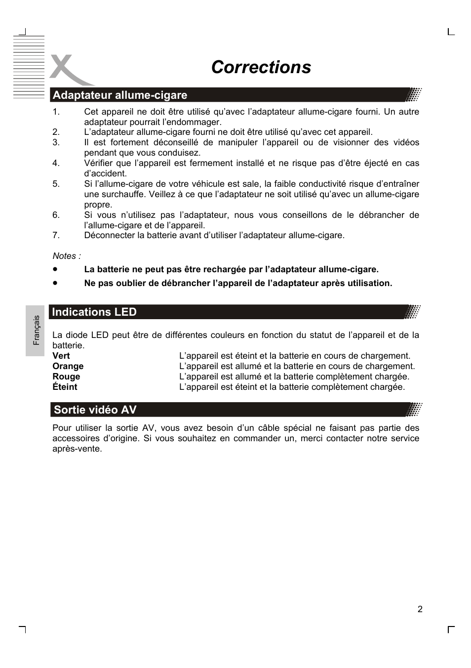 Corrections | Xoro HSD 7580 Ergänzung zu Bedienungsanleitung User Manual | Page 6 / 6