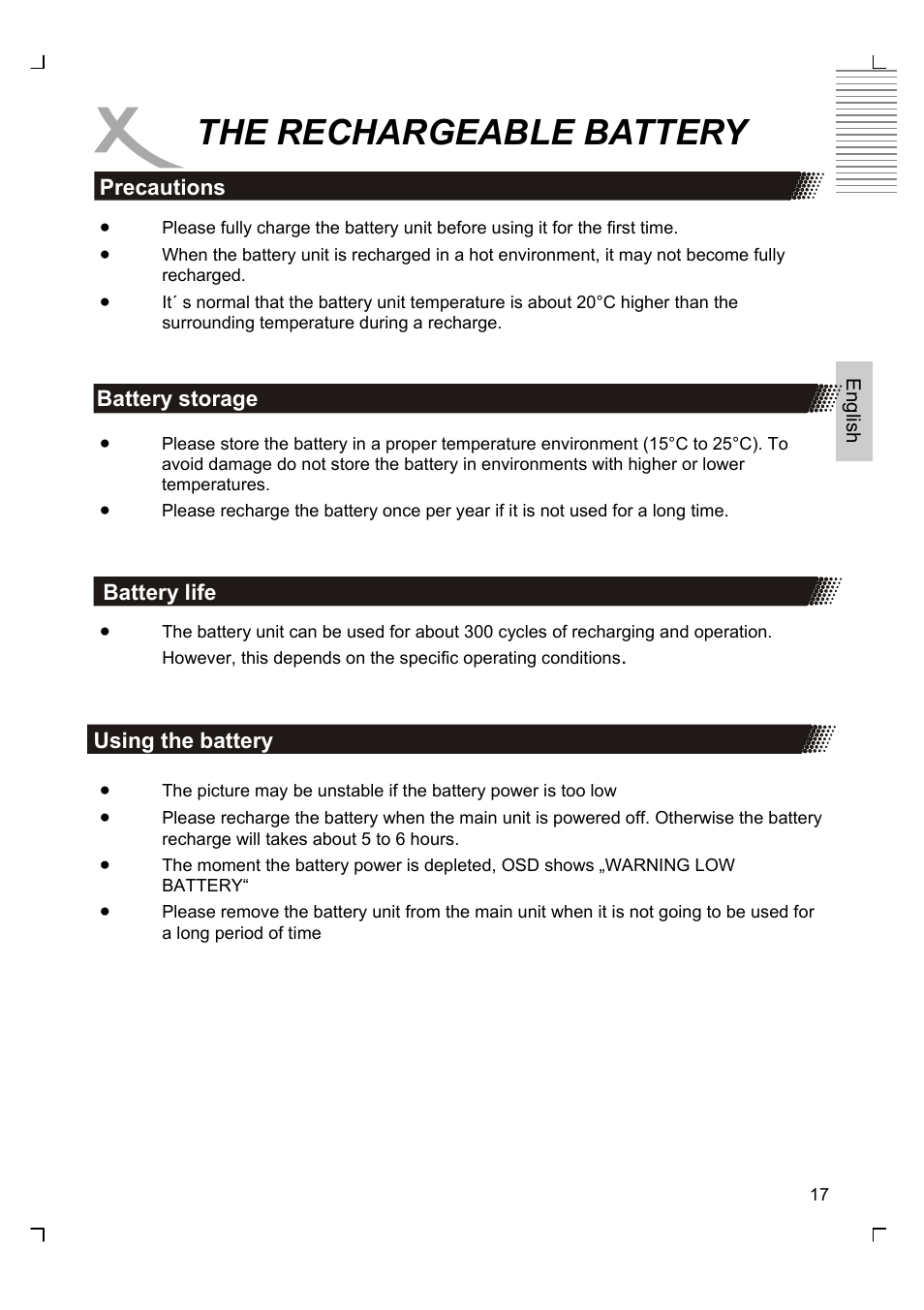 The rechargeable battery | Xoro HSD 7510 User Manual | Page 17 / 41