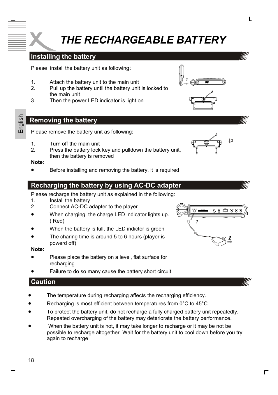 The rechargeable battery | Xoro HSD 7510 User Manual | Page 18 / 41
