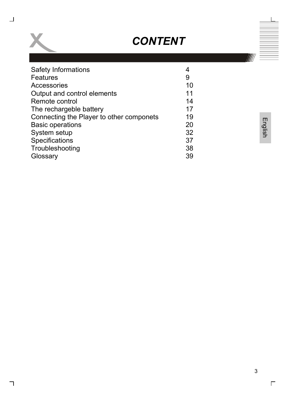 Content | Xoro HSD 7510 User Manual | Page 3 / 41