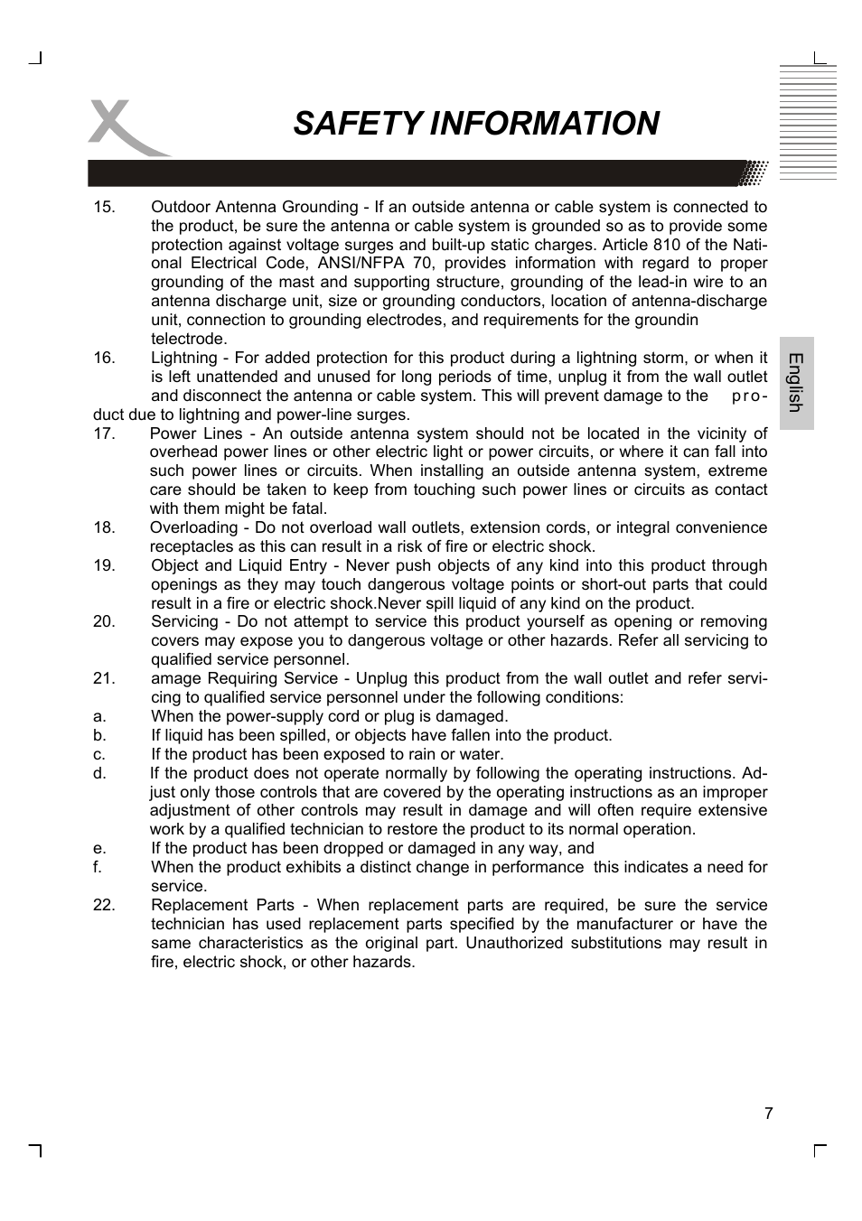 Safety information | Xoro HSD 7510 User Manual | Page 7 / 41