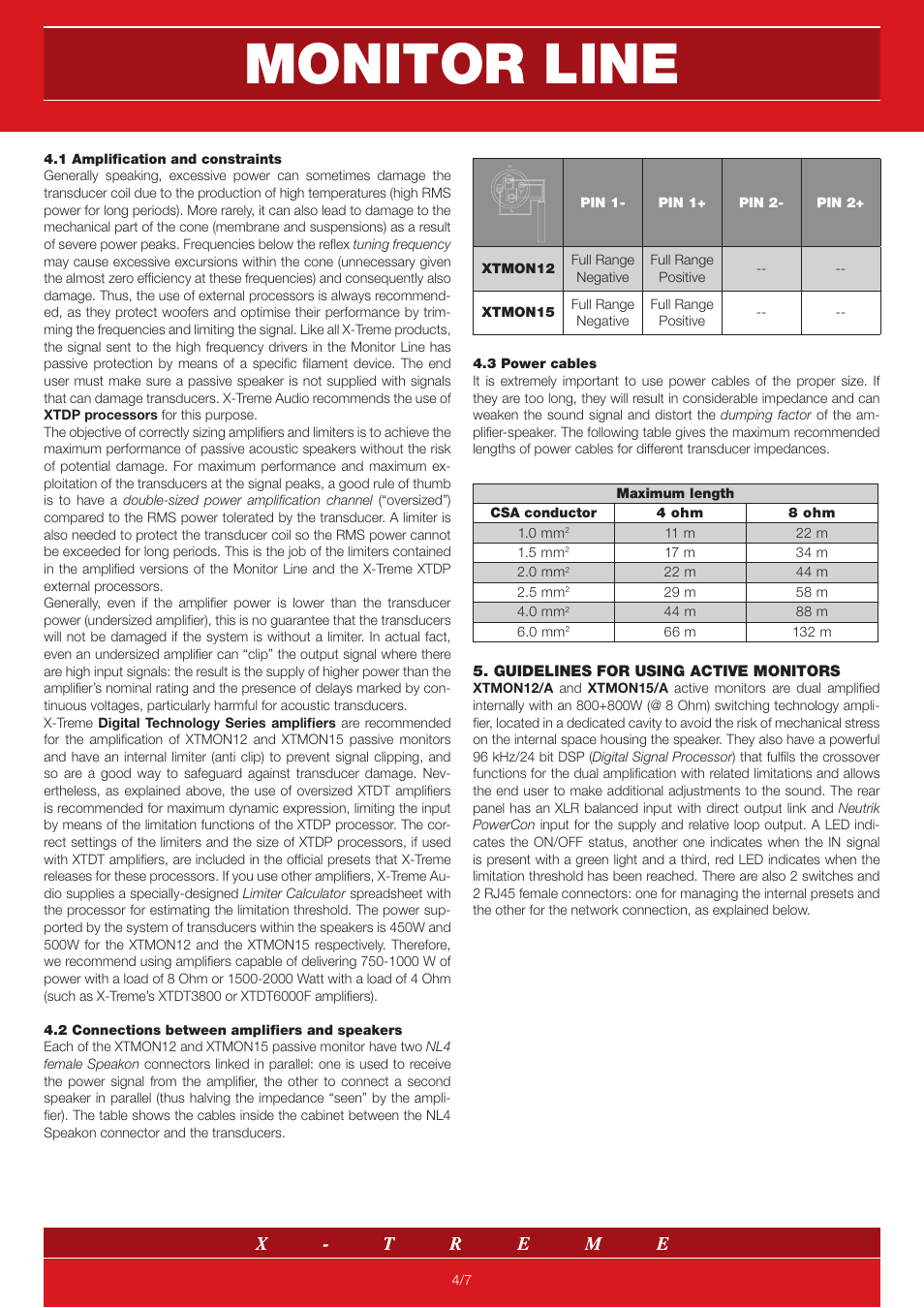 Monitor line | X-Treme Audio Monitor Line User Manual | Page 4 / 7