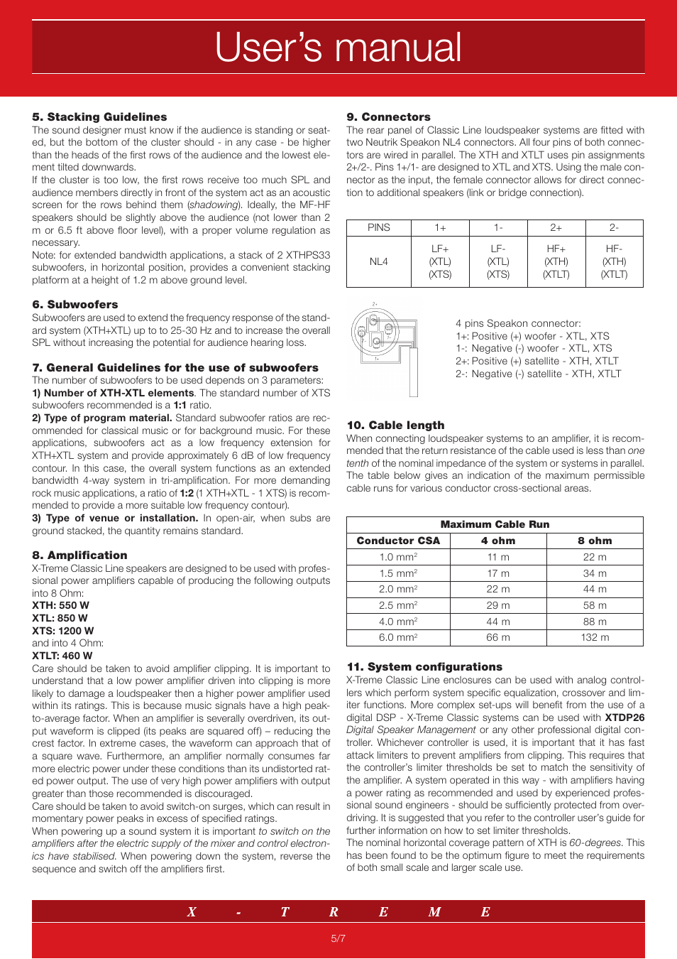 User’s manual | X-Treme Audio Classic Line User Manual | Page 5 / 7