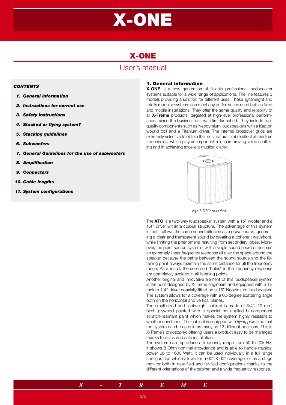 X-one, X-one user’s manual | X-Treme Audio X-ONE User Manual | Page 2 / 6