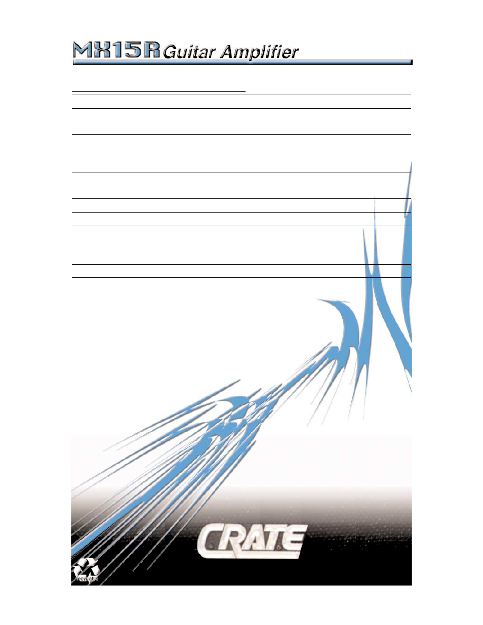 Crate Amplifiers MX15R User Manual | Page 8 / 8