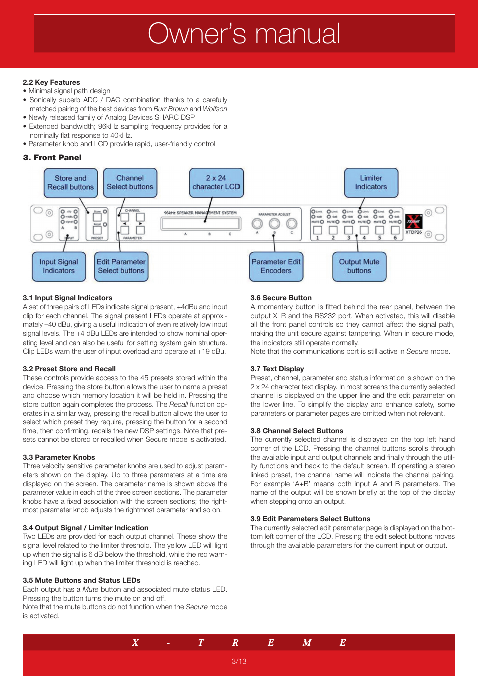 Owner’s manual | X-Treme Audio XTDP User Manual | Page 3 / 13
