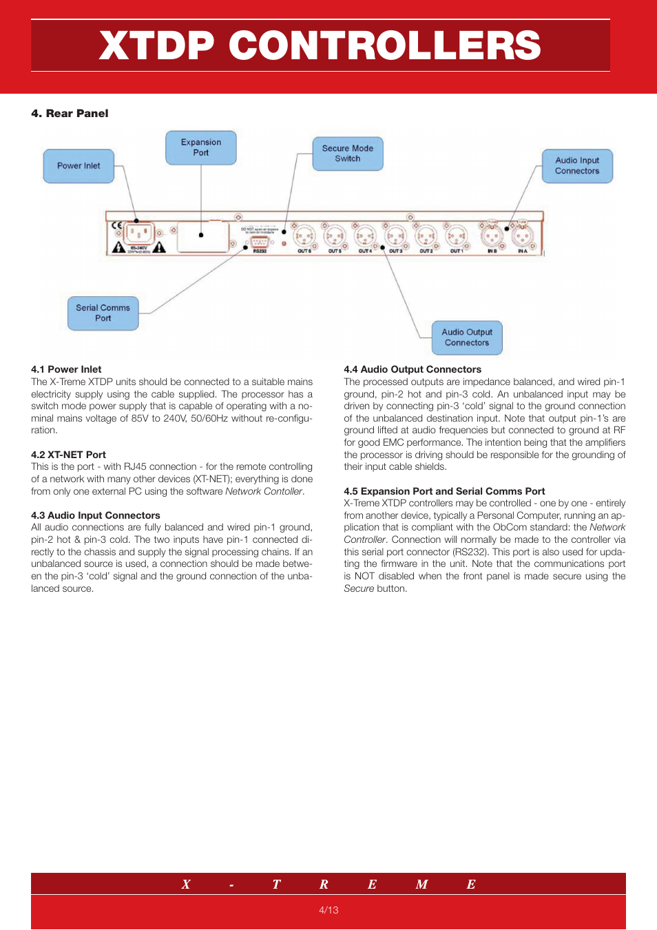 Xtdp controllers | X-Treme Audio XTDP User Manual | Page 4 / 13