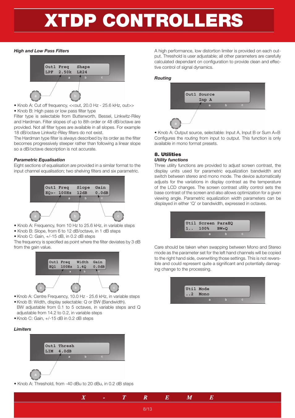 Xtdp controllers | X-Treme Audio XTDP User Manual | Page 8 / 13