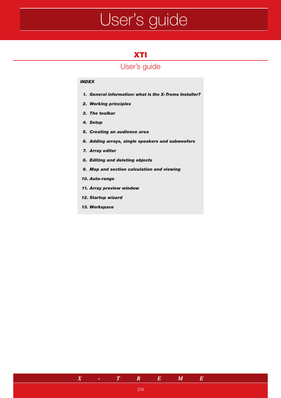 User’s guide, Xti user’s guide | X-Treme Audio XTI User Manual | Page 2 / 9