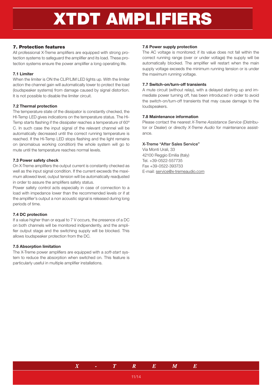 Xtdt amplifiers | X-Treme Audio XTDT User Manual | Page 11 / 14