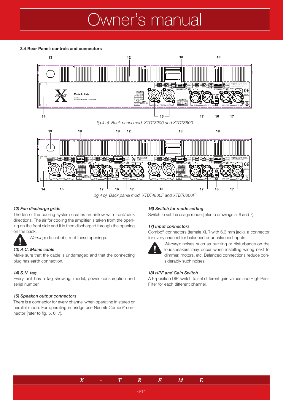 Owner’s manual | X-Treme Audio XTDT User Manual | Page 6 / 14