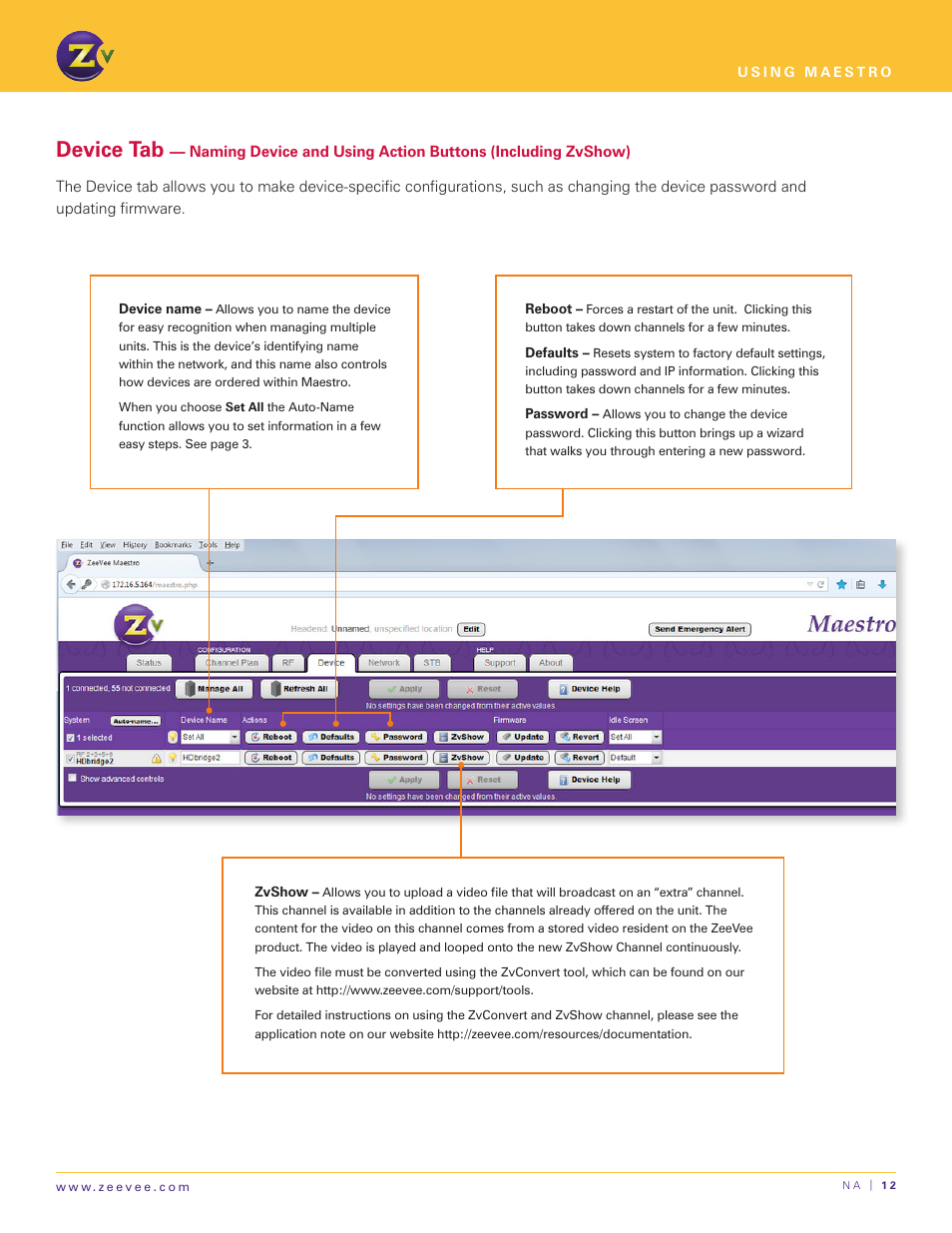 Device tab | ZeeVee Using Maestro (QAM) User Manual | Page 12 / 21