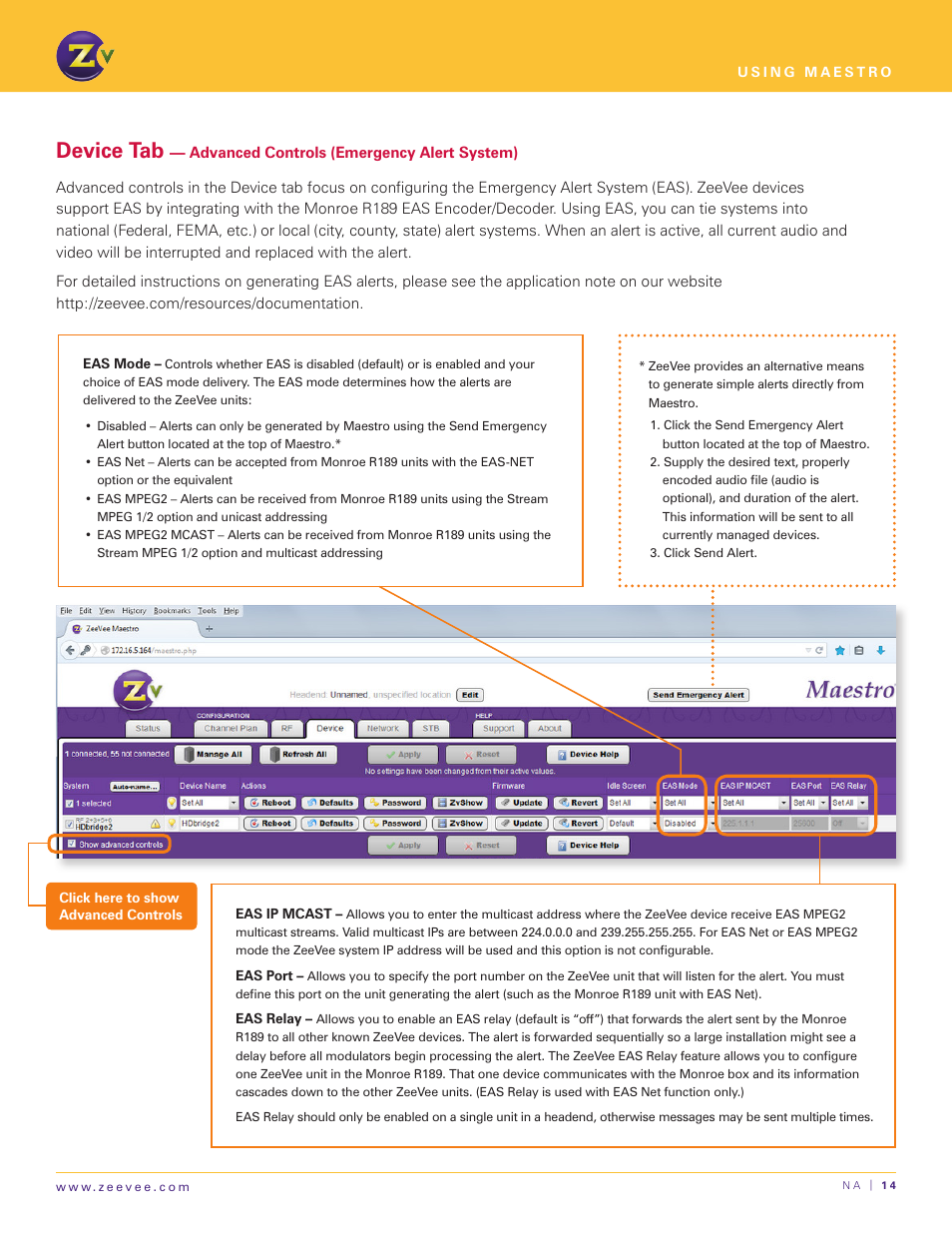 Device tab | ZeeVee Using Maestro (QAM) User Manual | Page 14 / 21