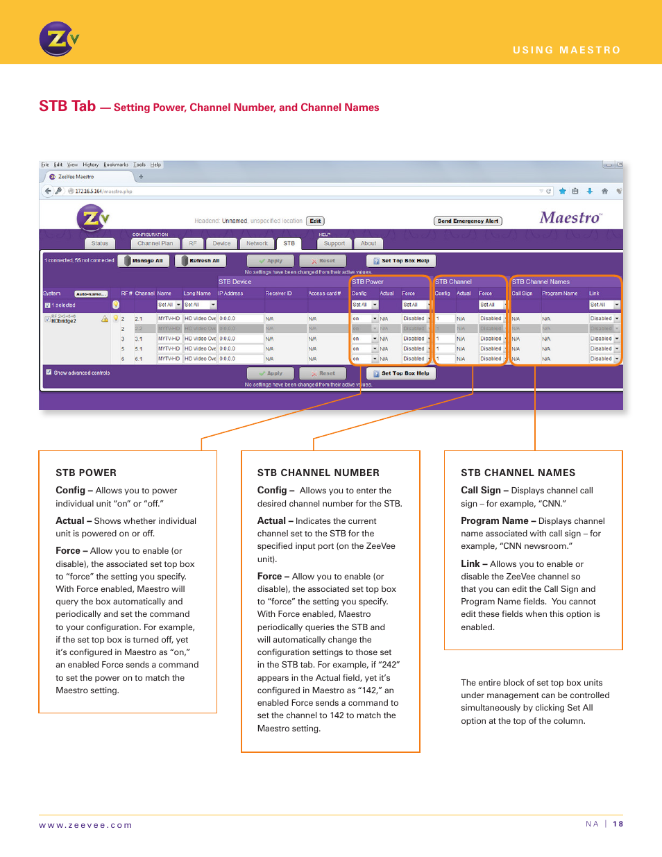 Stb tab | ZeeVee Using Maestro (QAM) User Manual | Page 18 / 21