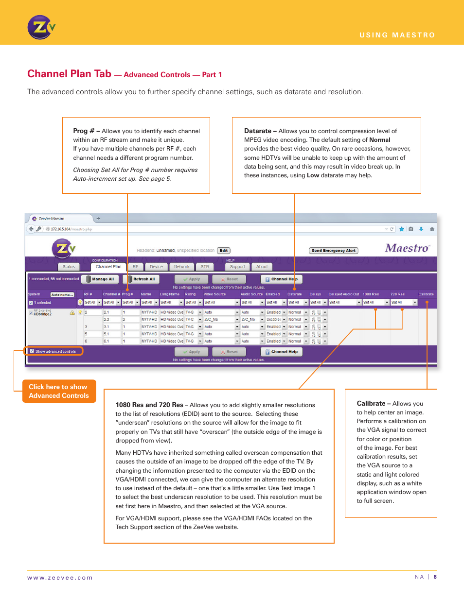 Channel plan tab | ZeeVee Using Maestro (QAM) User Manual | Page 8 / 21
