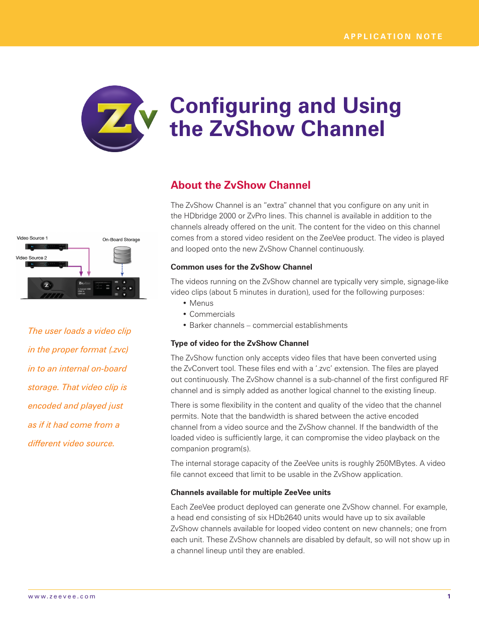 ZeeVee ZvShow Channel (QAM & DVB-T/C) User Manual | 6 pages