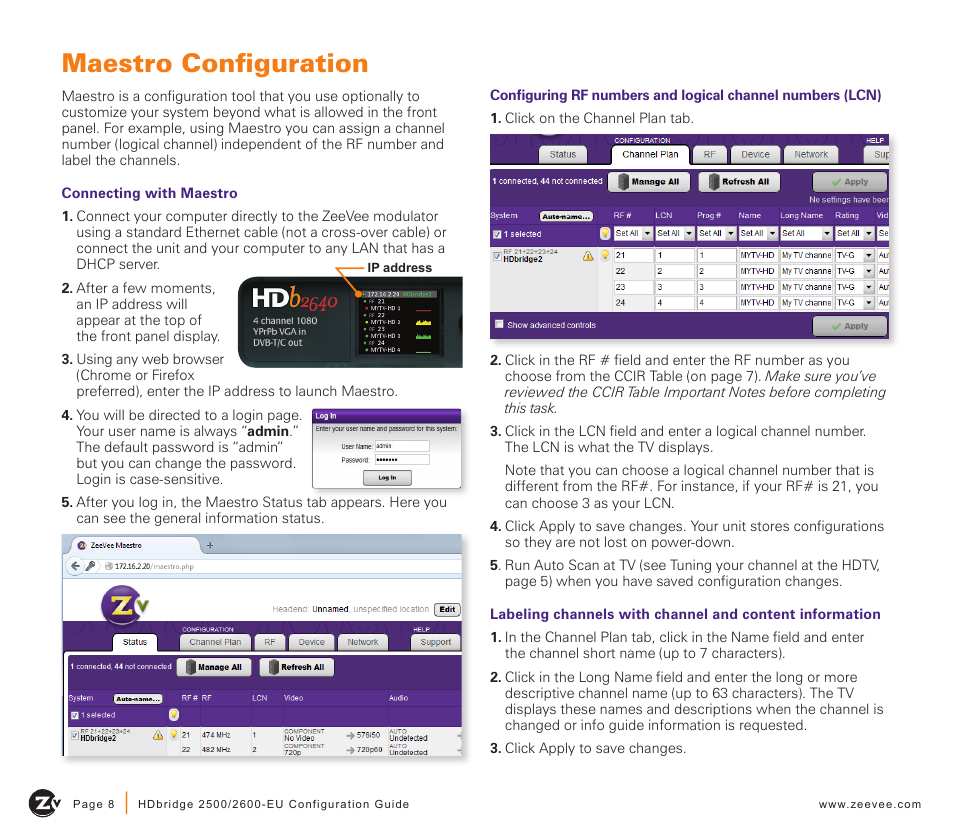 Maestro configuration | ZeeVee HDbridge 2500/2600 Series (DVB-T/C) User Manual | Page 8 / 12