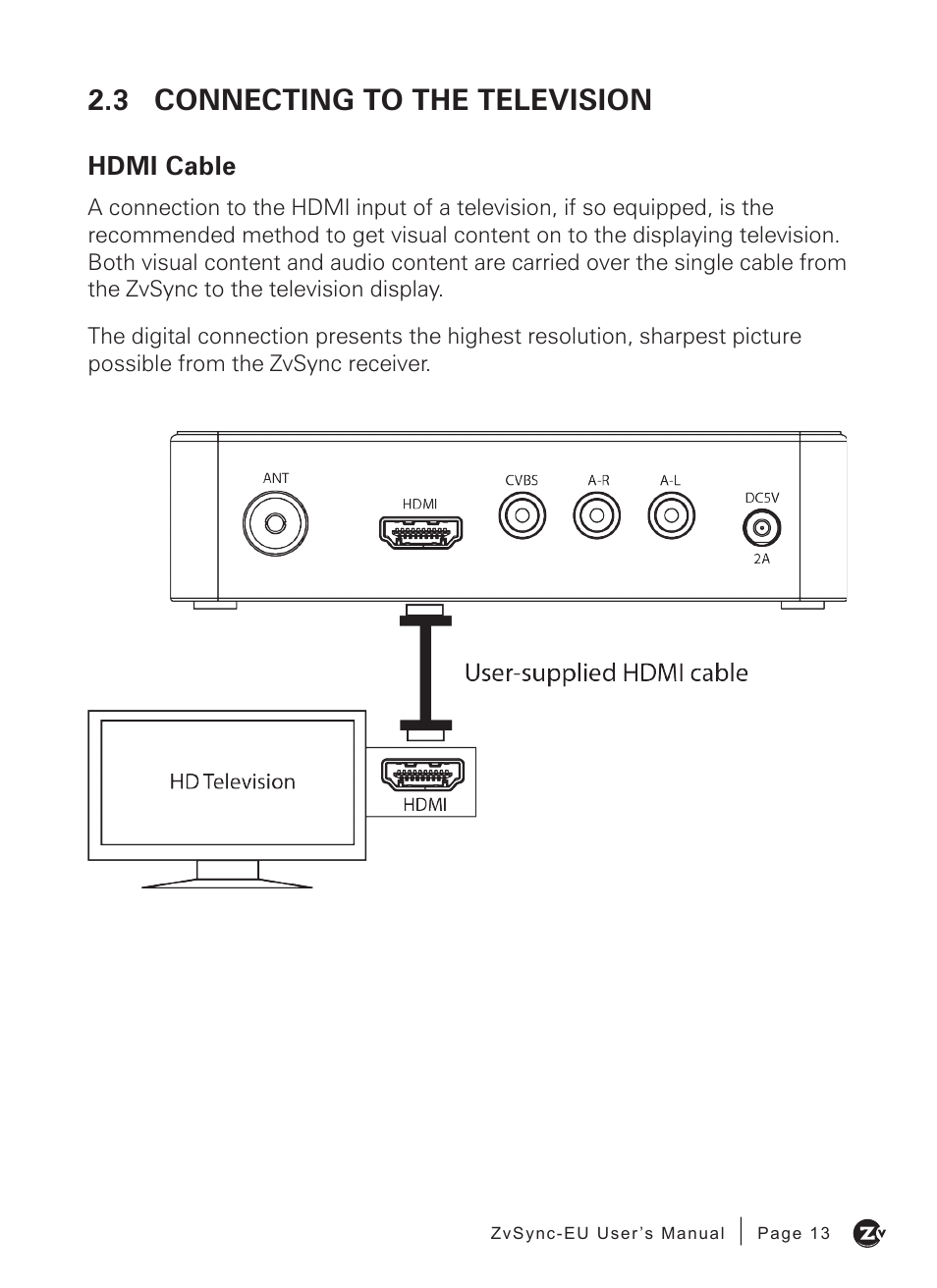 3 connecting to the television | ZeeVee ZvSync (DVB-T/C) User Manual | Page 13 / 36