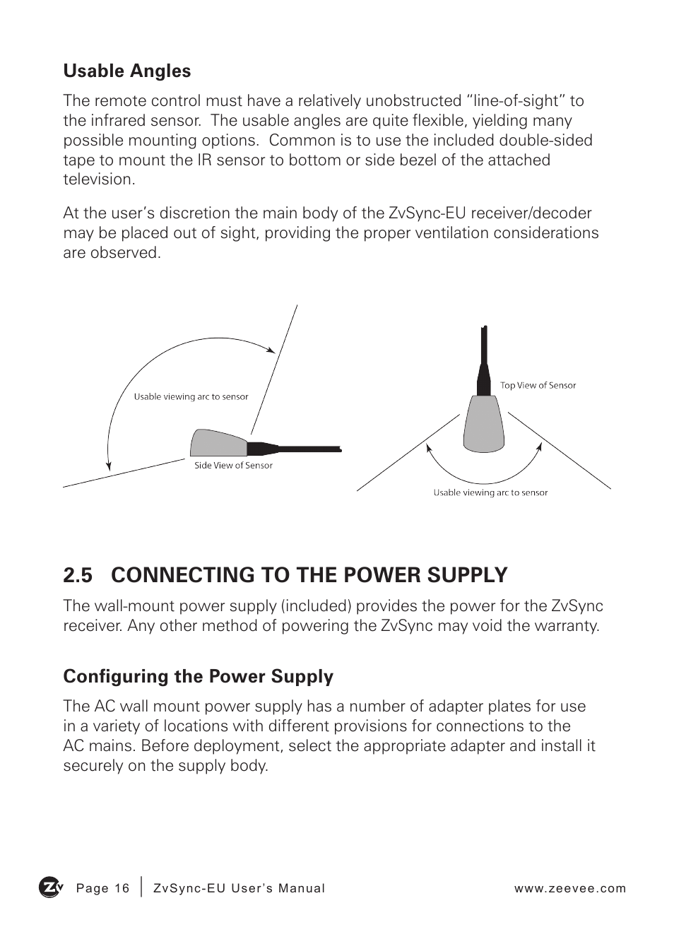 5 connecting to the power supply | ZeeVee ZvSync (DVB-T/C) User Manual | Page 16 / 36