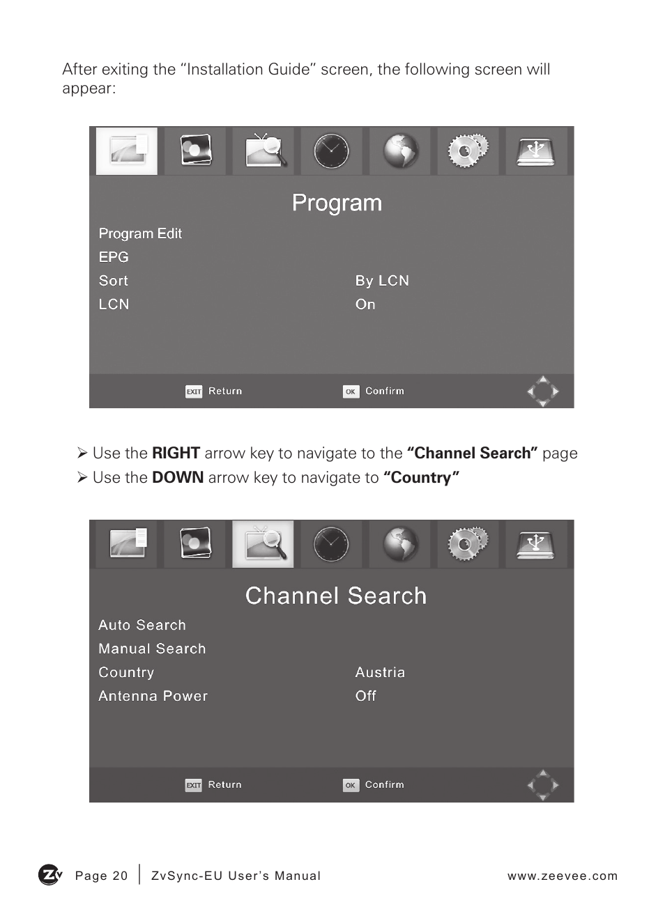 ZeeVee ZvSync (DVB-T/C) User Manual | Page 20 / 36