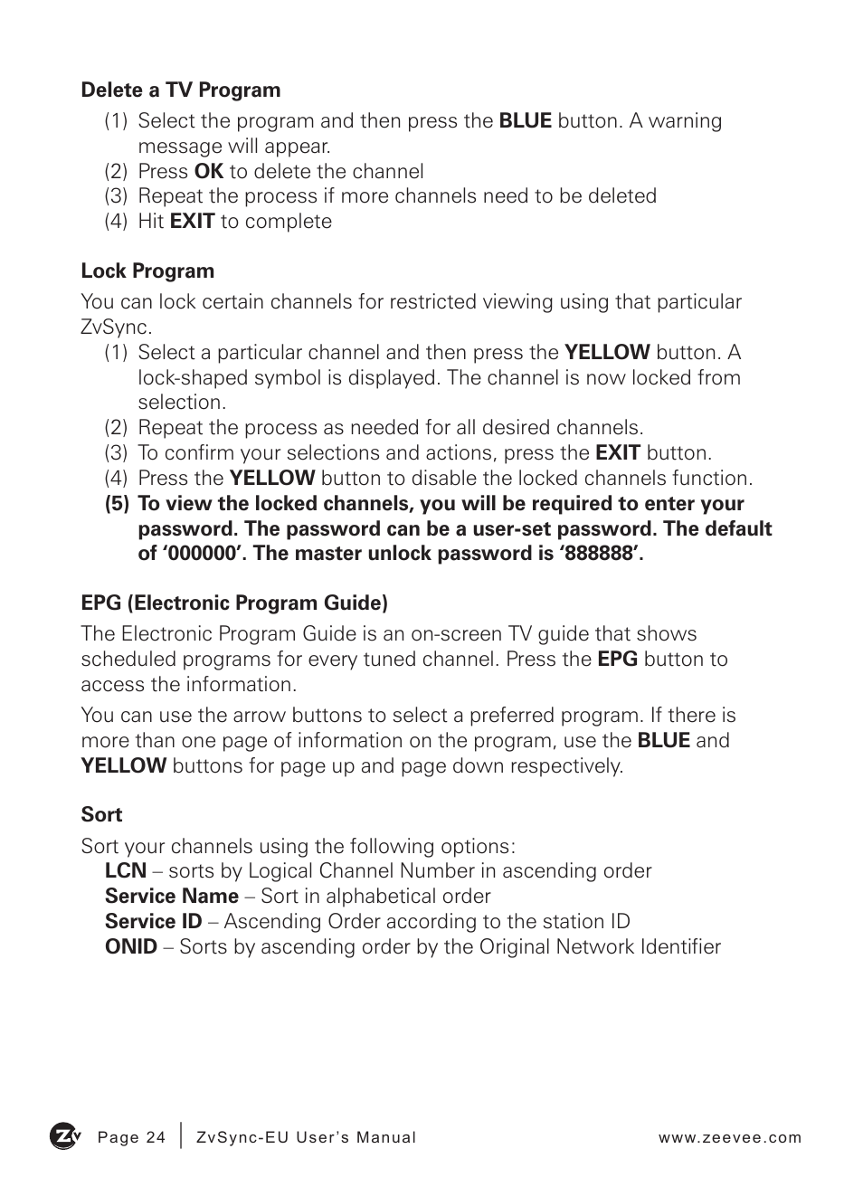 ZeeVee ZvSync (DVB-T/C) User Manual | Page 24 / 36