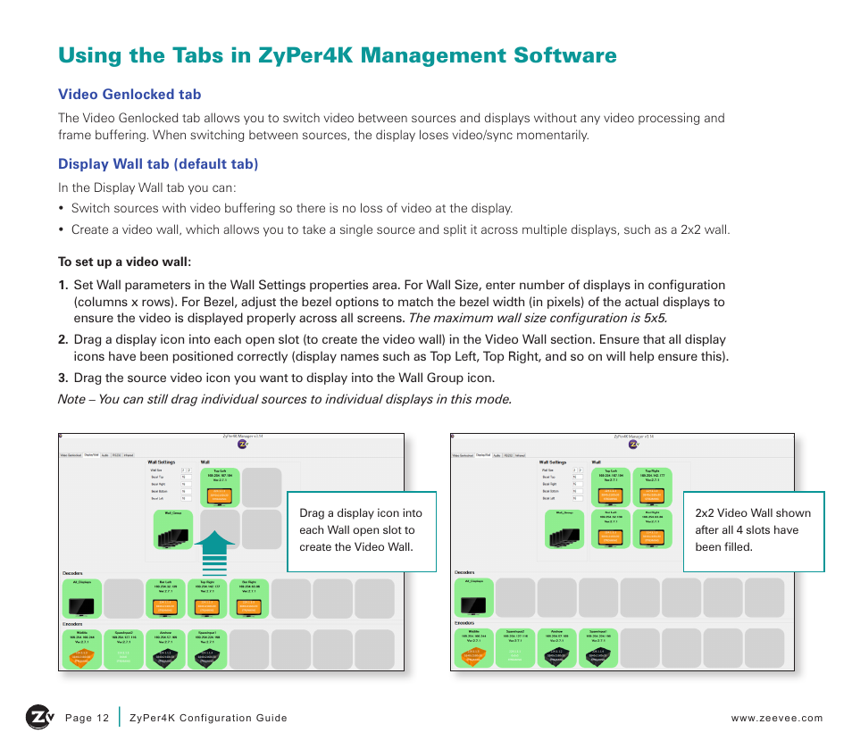 Using the tabs in zyper4k management software | ZeeVee ZyPer4K (10G-IP) User Manual | Page 12 / 16