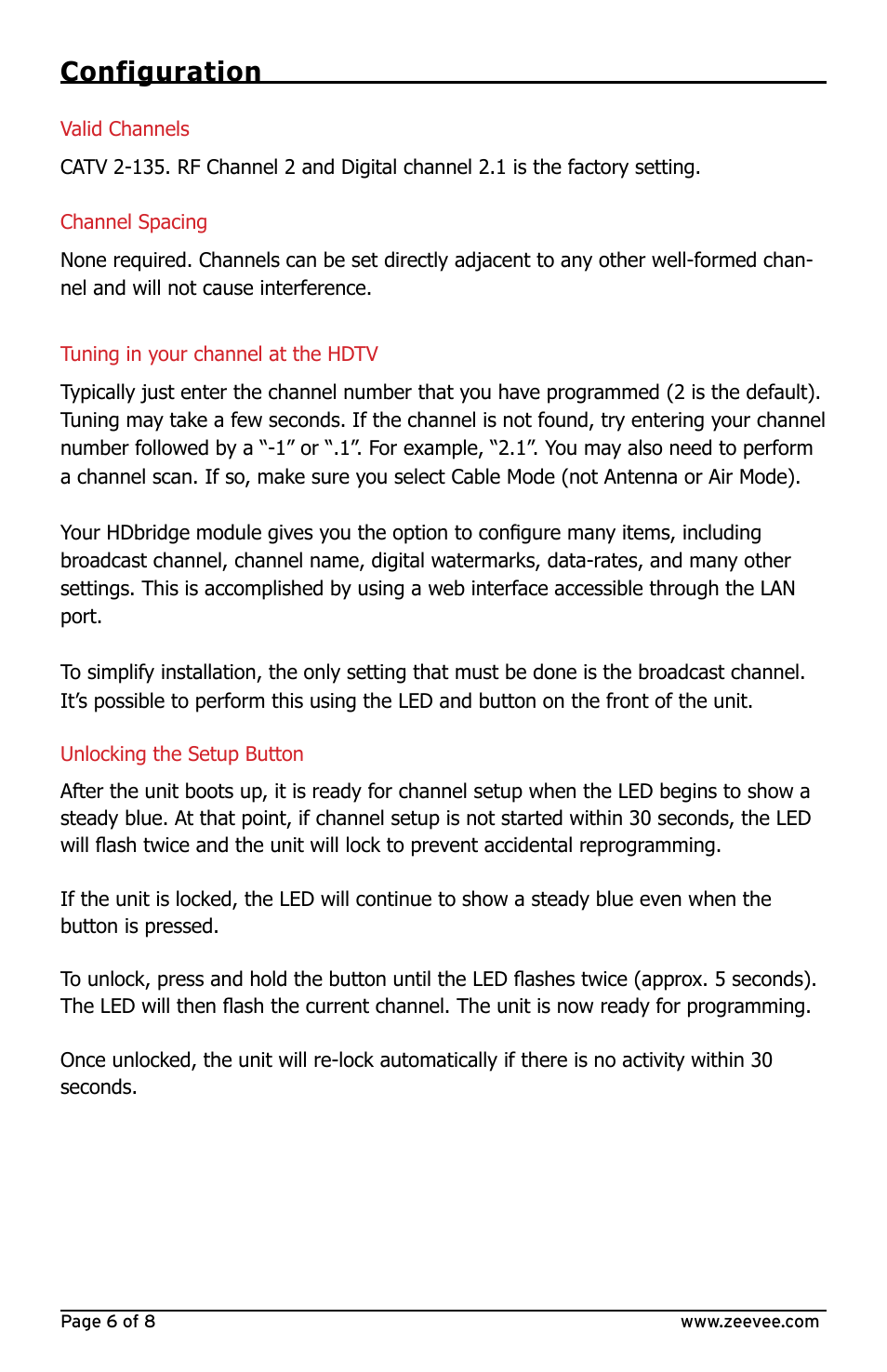 Configuration | ZeeVee HDbridge Module User Manual | Page 6 / 8