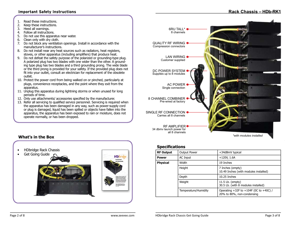 Rack chassis – hdb-rk1 | ZeeVee HDbridge Rack User Manual | Page 2 / 5