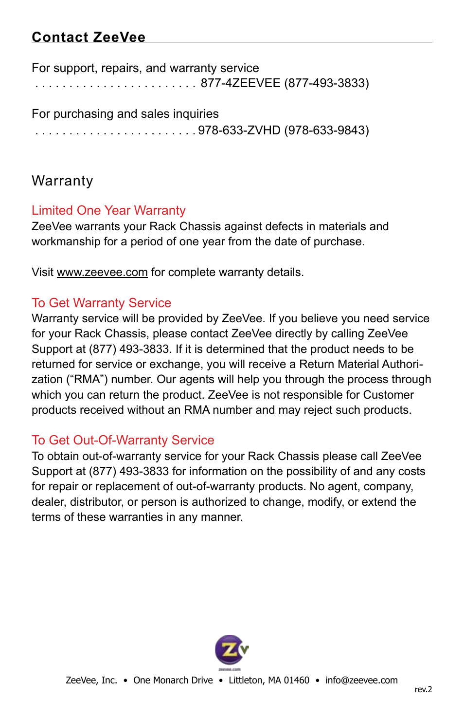 ZeeVee HDbridge Rack User Manual | Page 5 / 5
