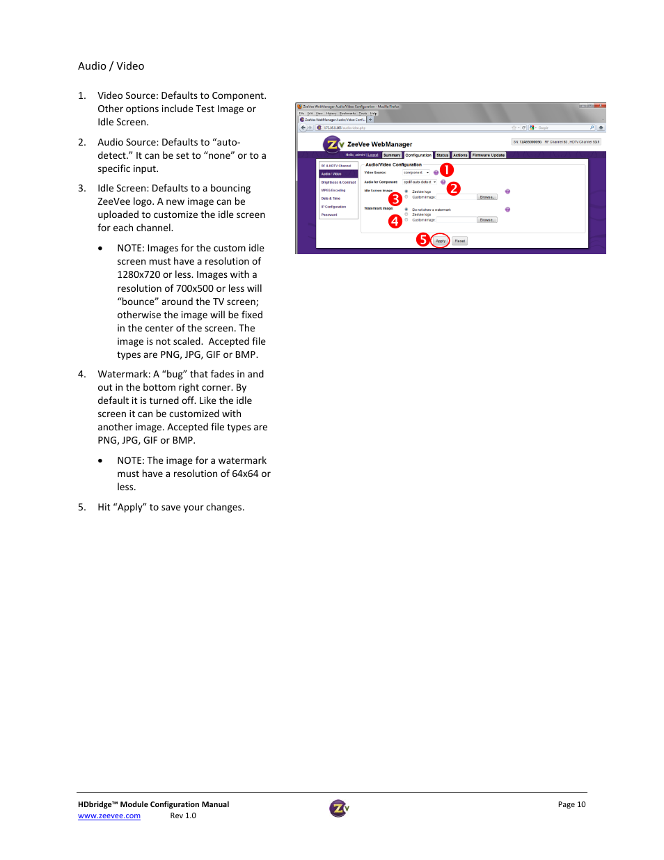 Audio / video, Mpeg encoding | ZeeVee HDbridge Advanced User Manual | Page 10 / 15