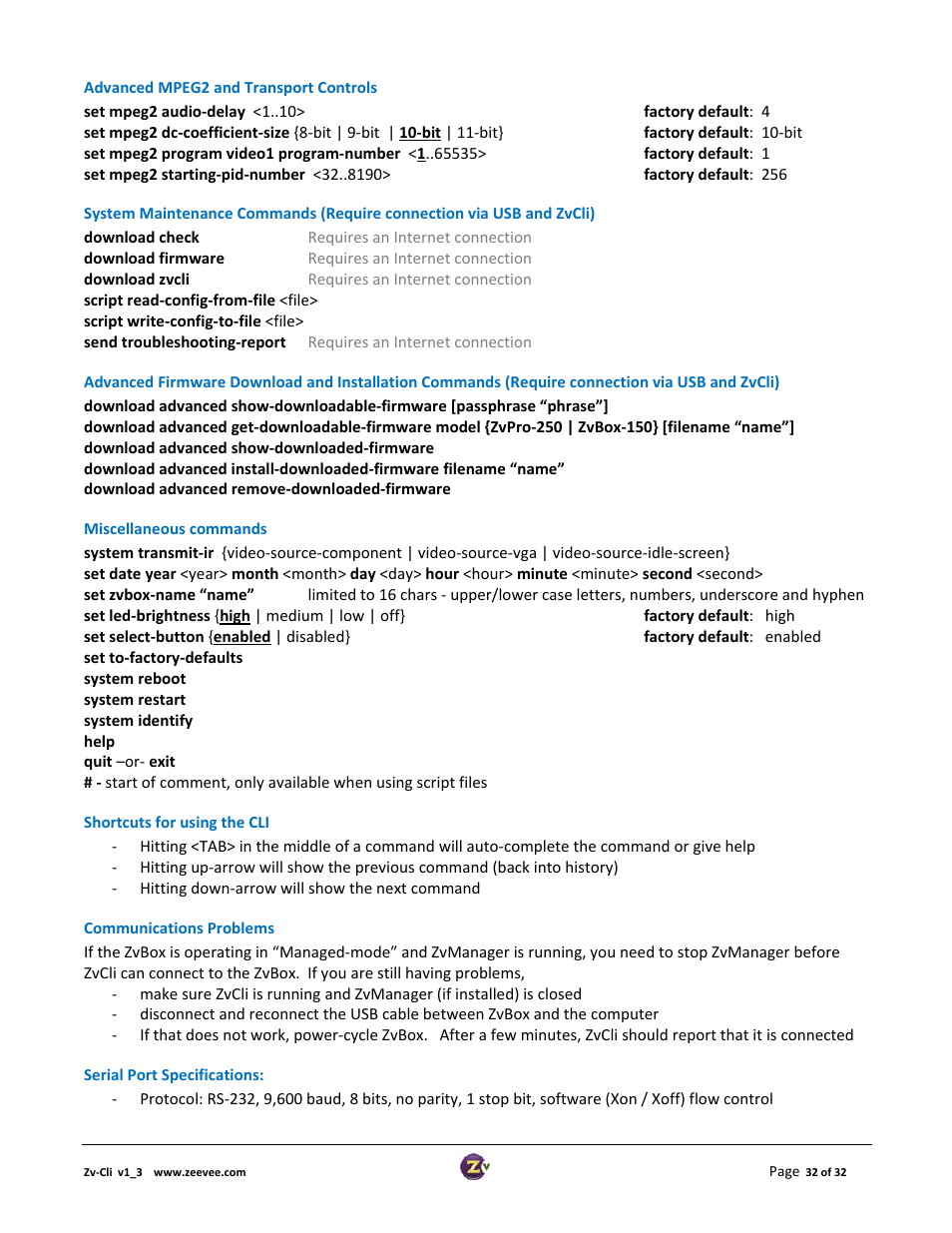 ZeeVee ZvCli User Manual User Manual | Page 32 / 32