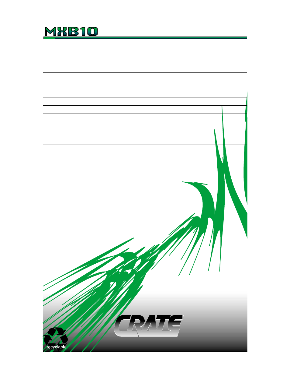 Crate, Bass amplifier | Crate Amplifiers MXB10 User Manual | Page 8 / 8