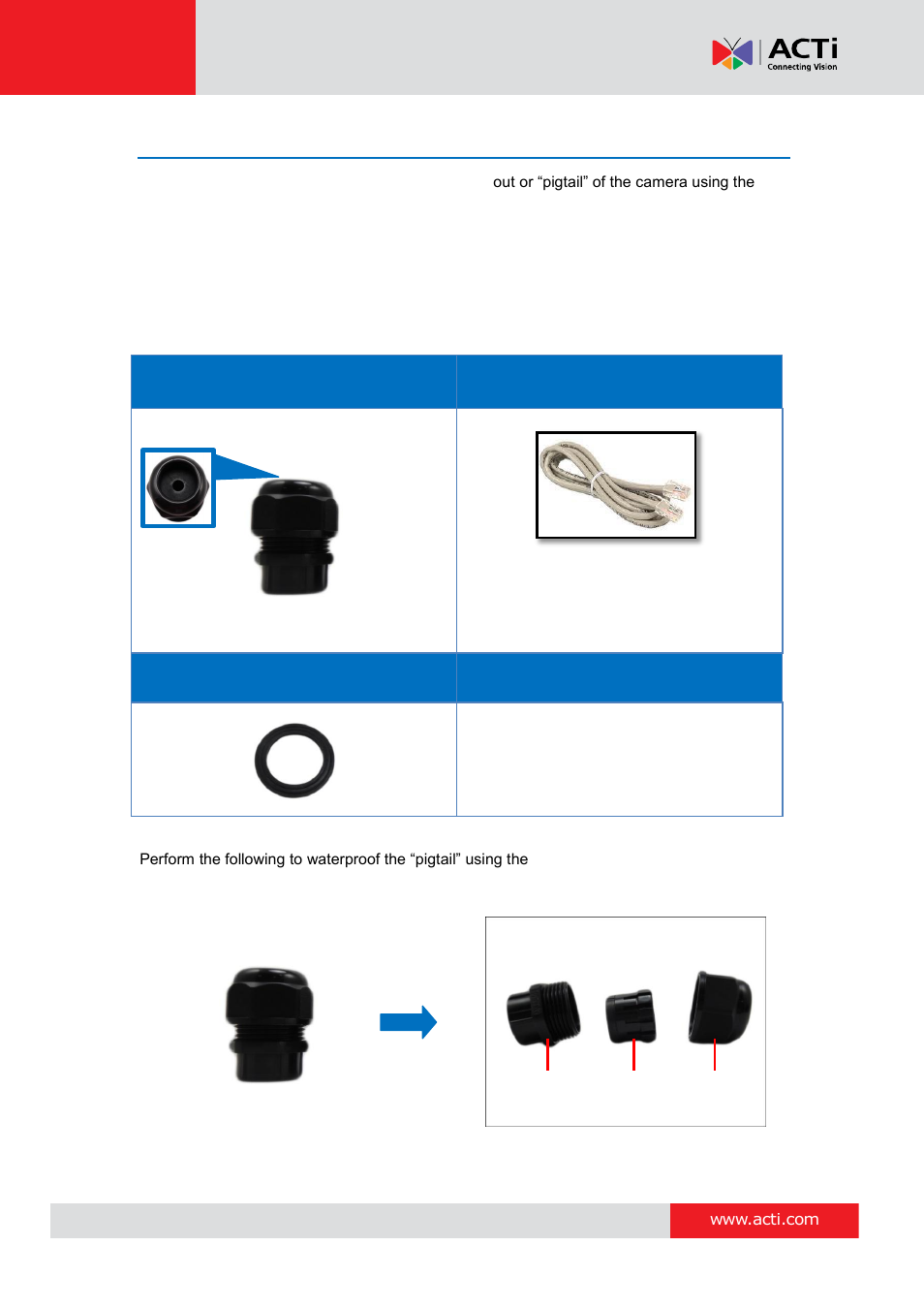 How to use the female cable gland, To use the female cable gland | ACTi B41 User Manual | Page 19 / 52