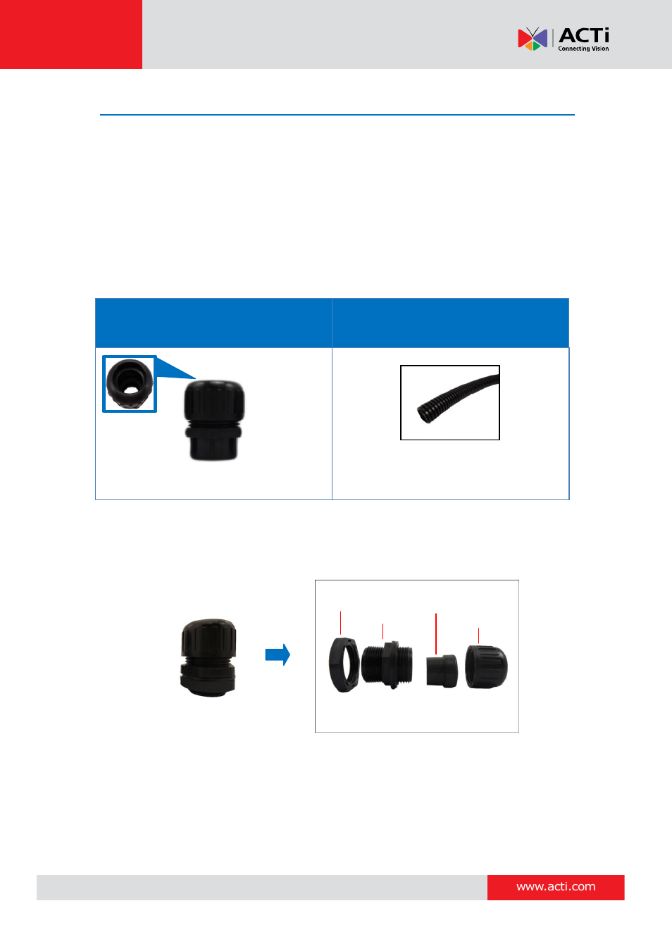How to use the male conduit gland, How to use the male, Conduit gland | ACTi B41 User Manual | Page 32 / 52