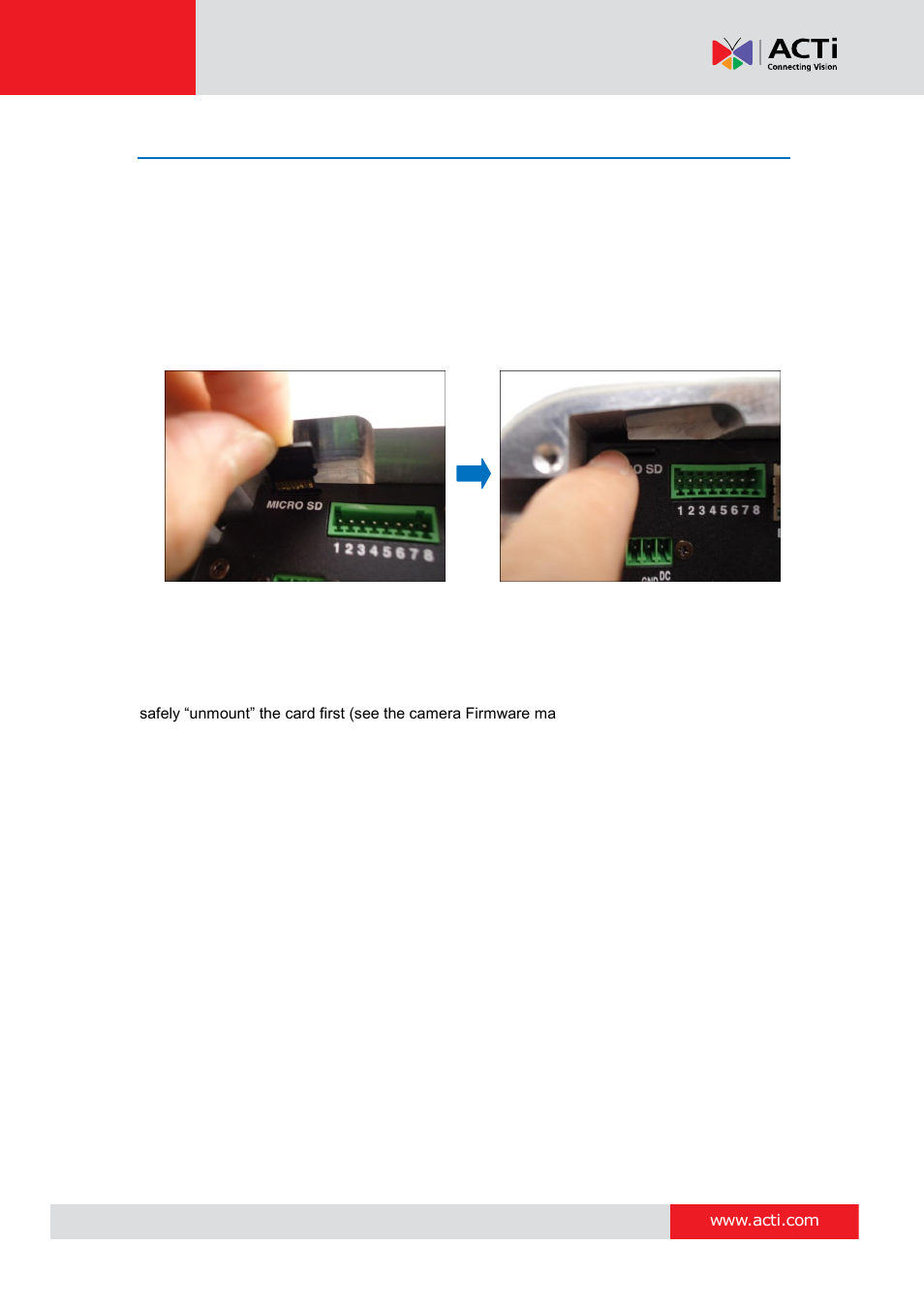 How to insert a memory card, How to insert the memory card, How to remove the memory card | How to insert a, Memory card | ACTi B41 User Manual | Page 45 / 52