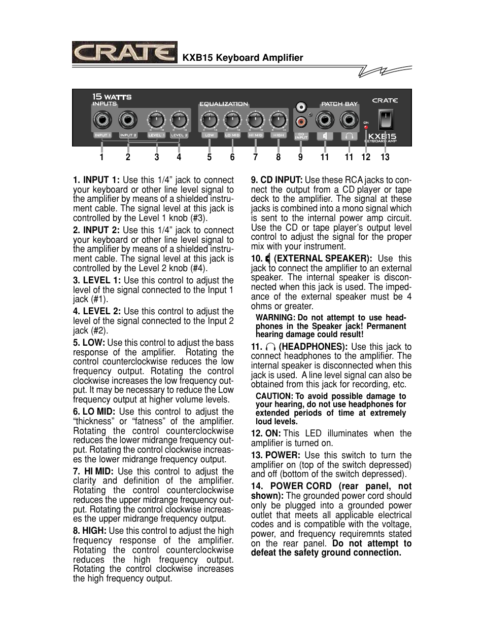 Crate Amplifiers KXB15 User Manual | Page 3 / 4
