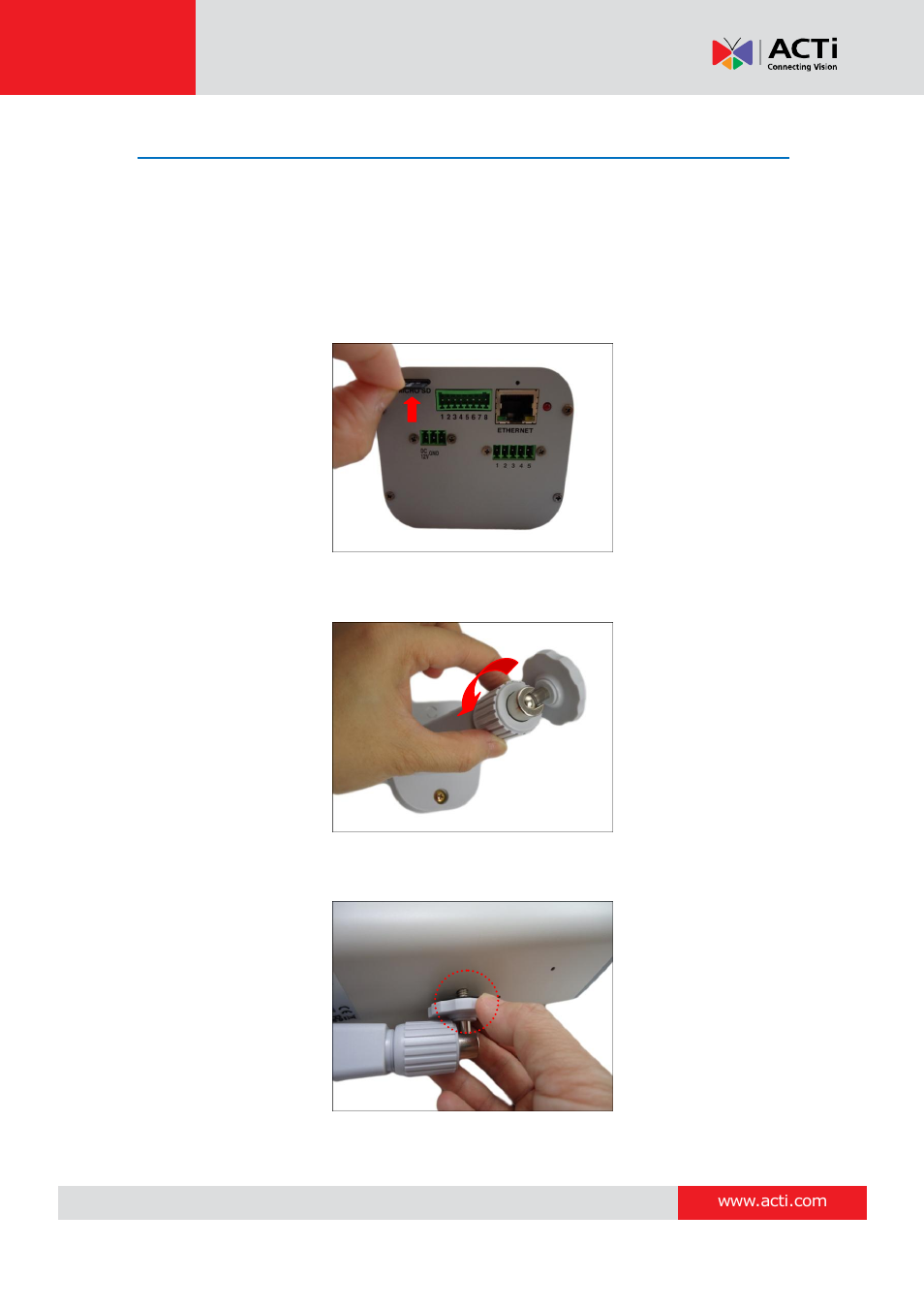 Step 2: attach the camera to the bracket, Hardware manual | ACTi B21 User Manual | Page 22 / 33