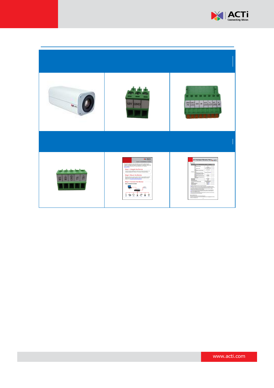 Package contents | ACTi B21 User Manual | Page 8 / 33