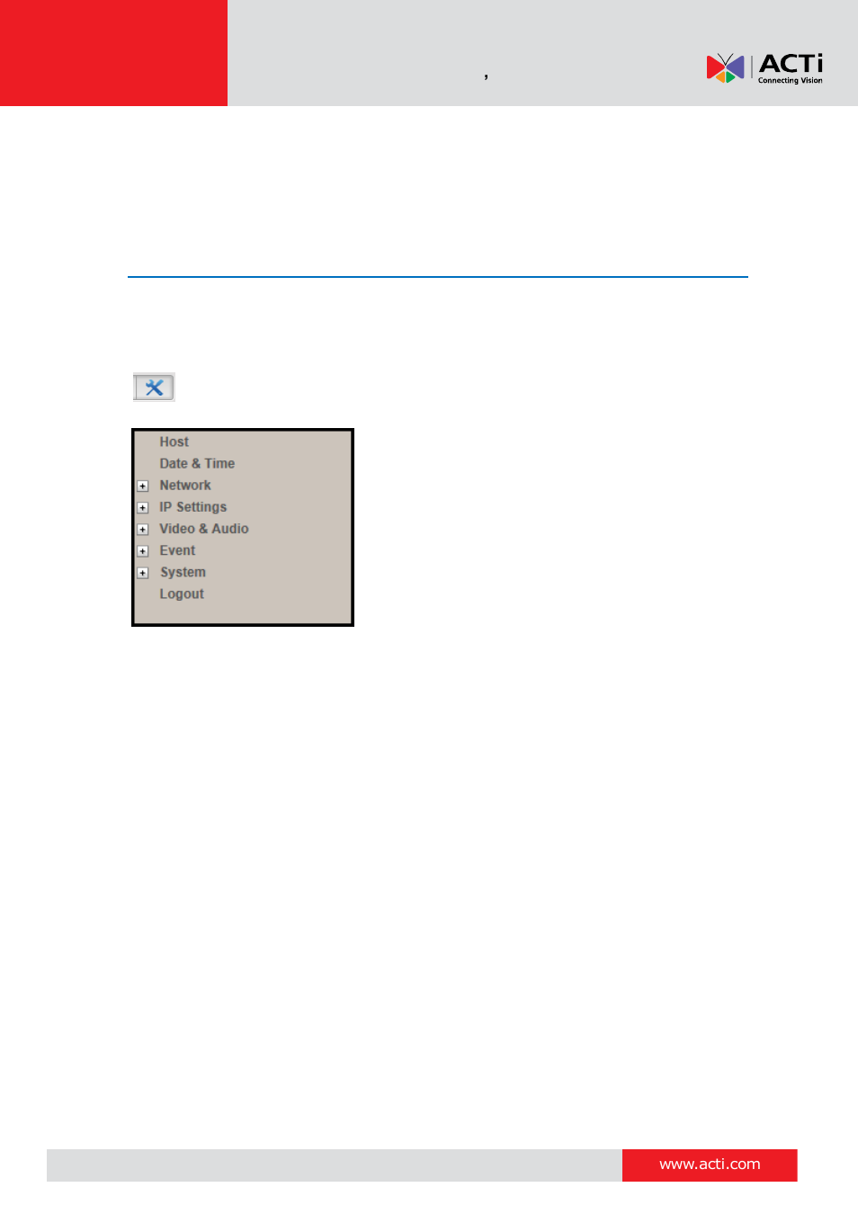 Setup, Access the setup page | ACTi V11 User Manual | Page 19 / 91