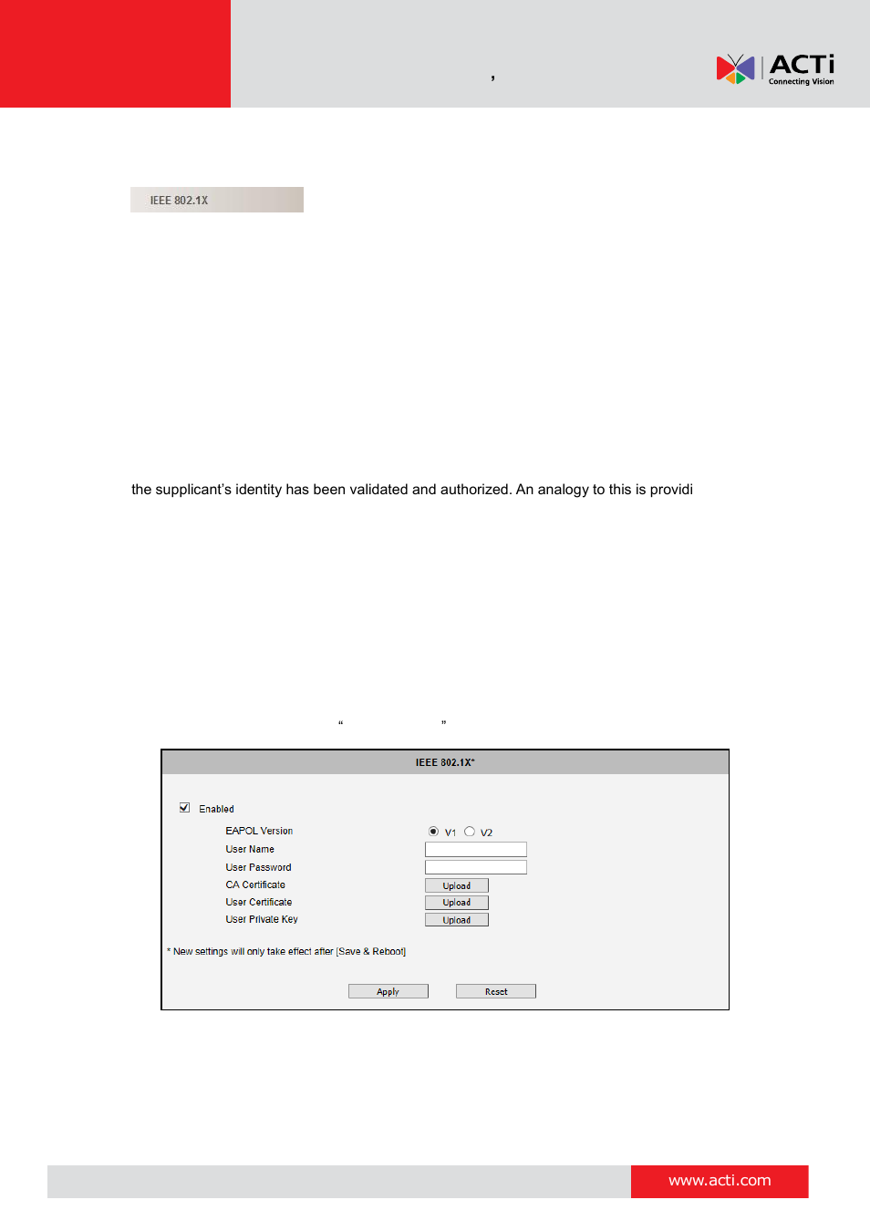 Ieee 802.1x | ACTi V11 User Manual | Page 32 / 91