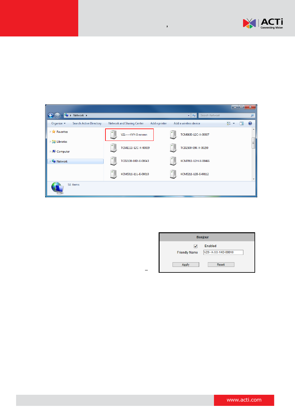 Bonjour | ACTi V11 User Manual | Page 39 / 91