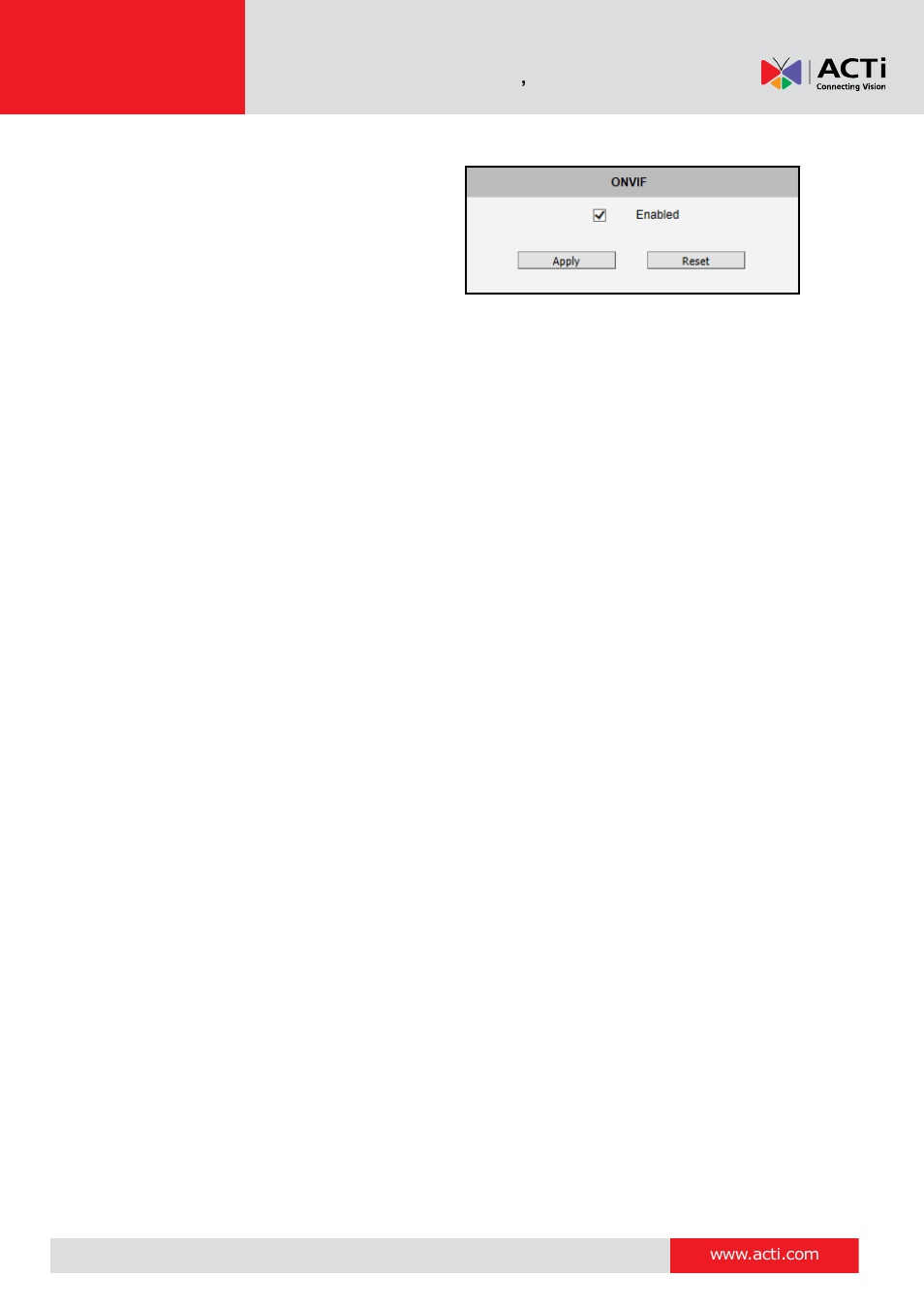 Onvif | ACTi V11 User Manual | Page 40 / 91